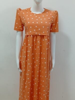 Orange Hearts Puff Sleeve