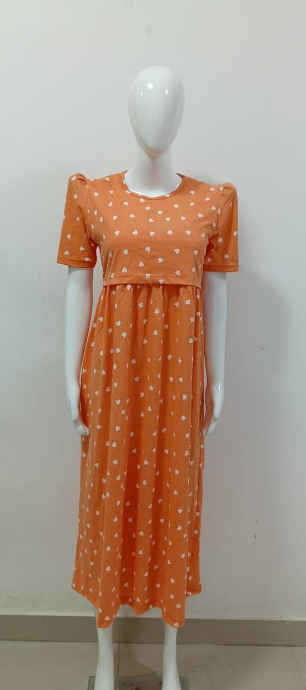 Orange Hearts Puff Sleeve