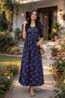 Black & Purple Floral in Garden - Feeding