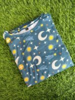 Celestial elegance in teal-blue dress