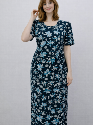Tropical floral elegance in navy - Feeding