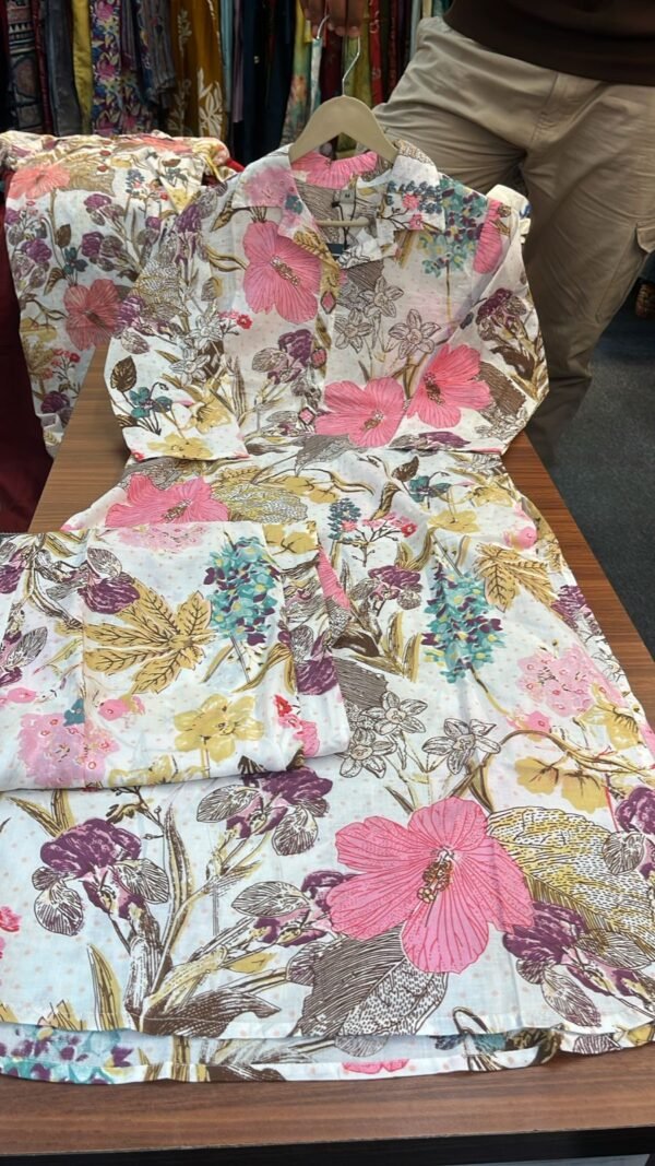 Vintage Floral A-Line Kurti Set