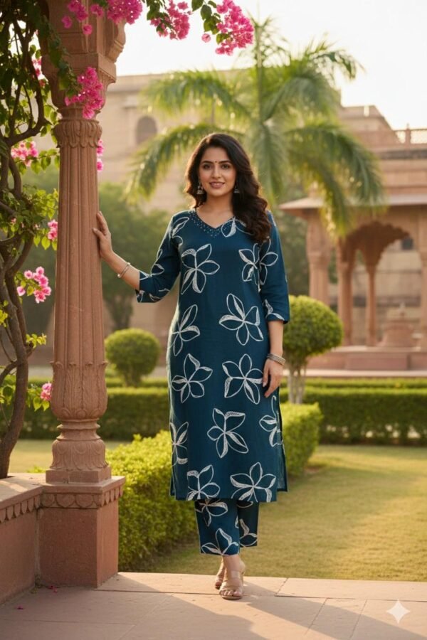 Emerald Bloom Straight Kurta Set