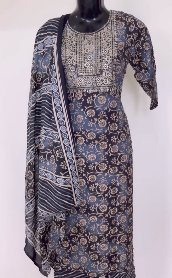 Midnight Royale Cotton Kurti Set