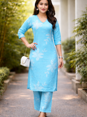 Sky Bloom Pastel Kurti Set