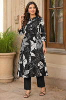 Midnight Bloom Printed Kurti Set