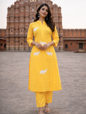 Festive Elephant Motif Kurta Set