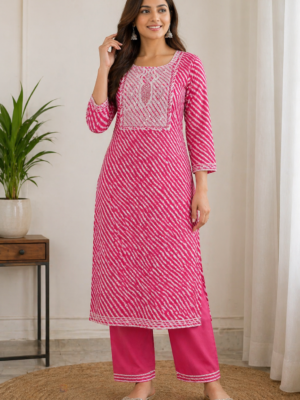 Rose Radiance Printed Kurti Set