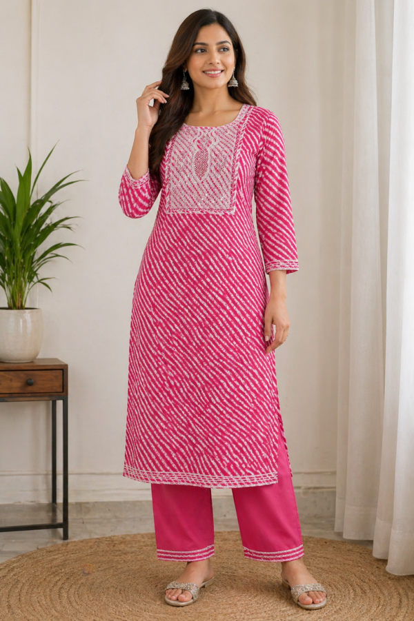 Rose Radiance Printed Kurti Set