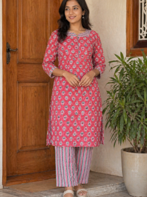 Ruby Leaf Charm Kurti Set