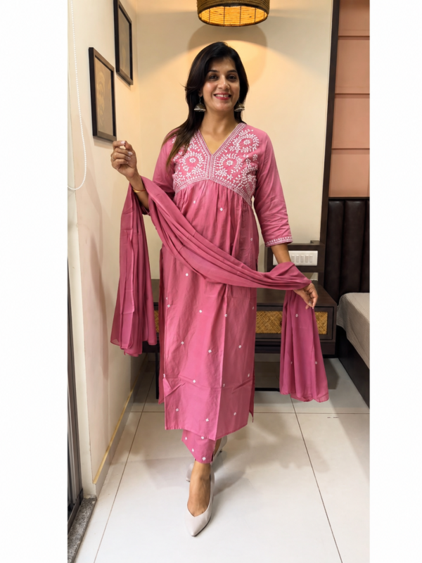 Rose Aura Embroidered Kurti Set