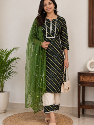 Olive Sparkle Kurta Set