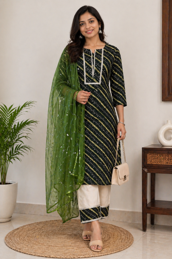 Olive Sparkle Kurta Set