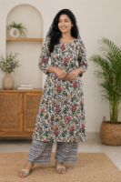 Floral Grace Cotton Kurti Set