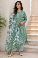 Emerald Breeze Cotton Kurti Set