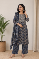 Midnight Royale Cotton Kurti Set