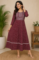 Maroon Heritage Stripe Frock