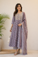 Dusky Rose Ikat Grace Anarkali Set