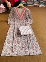 Blush Vine Cotton Kurta Set
