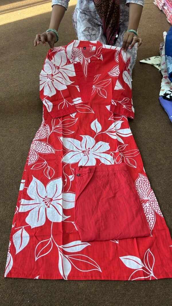 Scarlet Bloom Floral Kurti Set